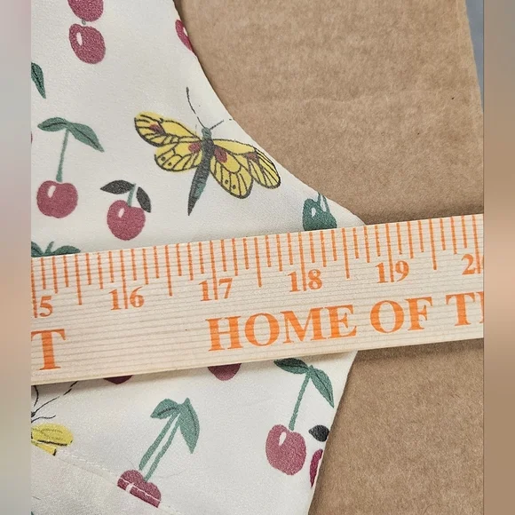 Anna Sui Anthropologie Silk Cherry Sleeveless Dress Cottagecore Pinup Size 12 - Picture 11 of 16